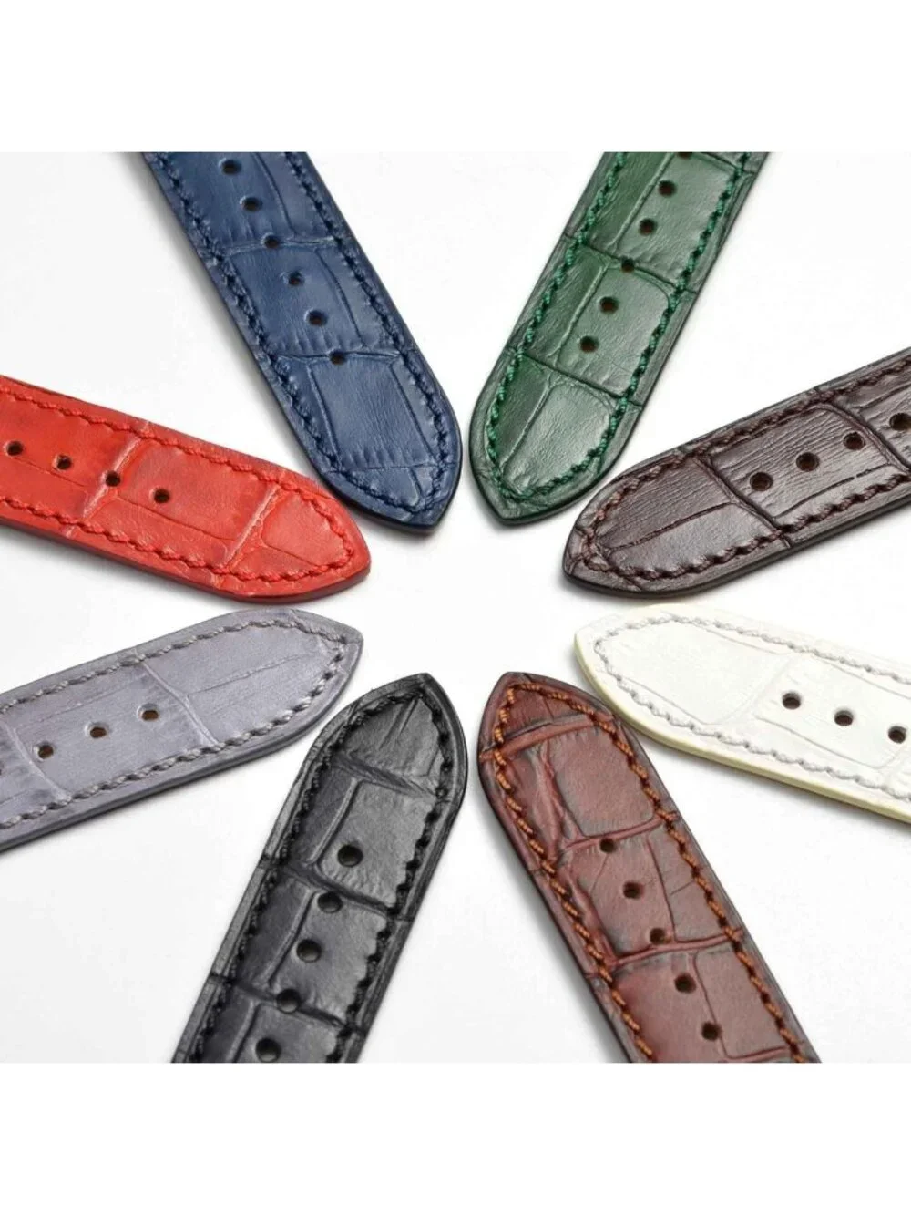 Italian Leather 22mm Watch Band, Embossed Alligator Grain, Rose Gold Buckle